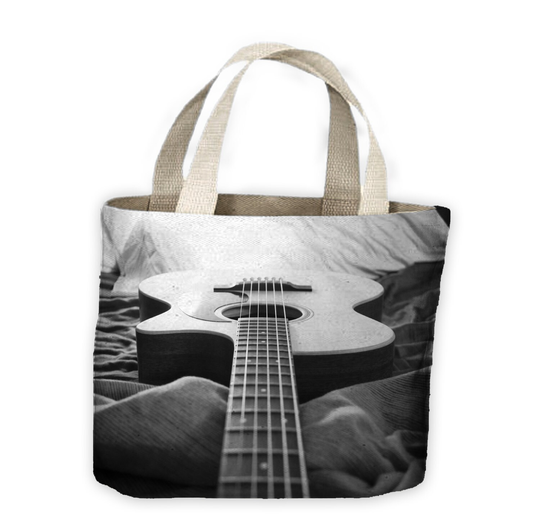 Acoustic Guitar Black & White Tote Shopping Bag For Life - Band Guitarist