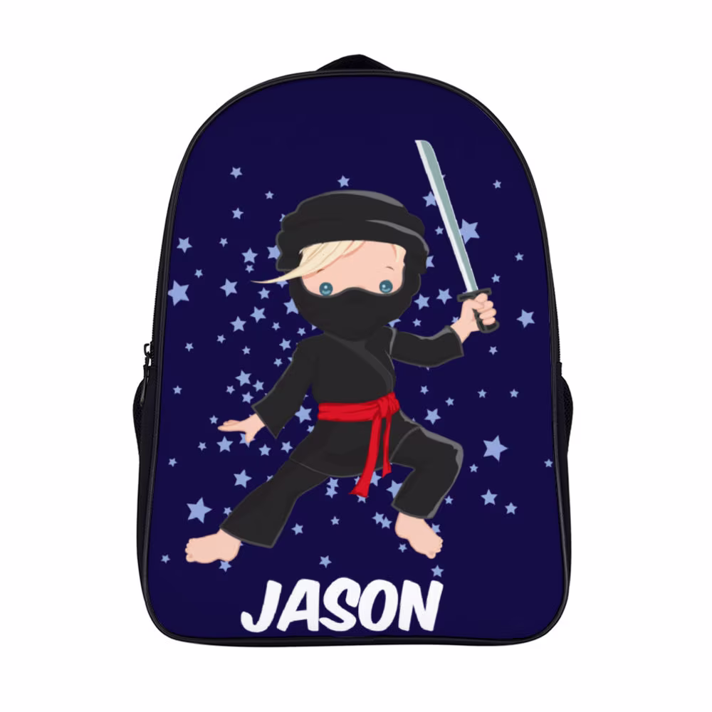 Ninja Backpack For Boys - Personalized Karate Cutsomised Martial Arts Bag Boy Jiu Jitsu Training Rucksack