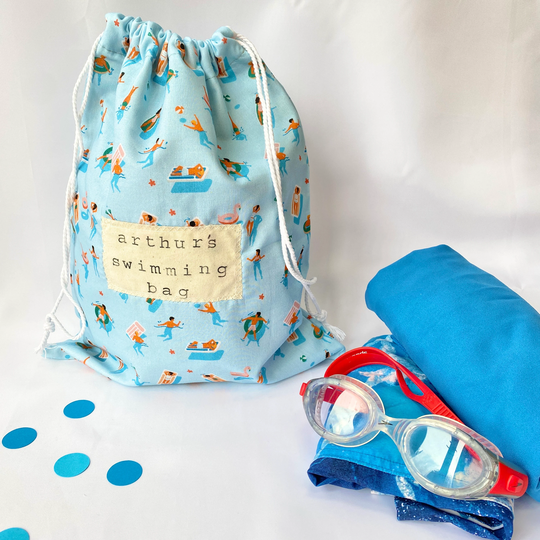 Personalised Swim Bag, Water Resistant Lined Machine Washable Bag