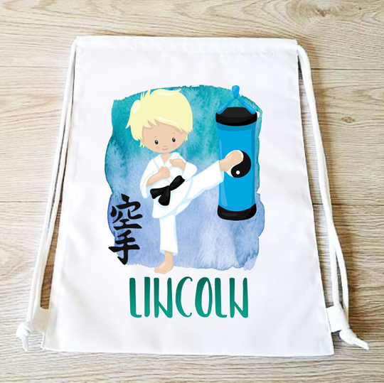 Karate Bag Drawstring Backpack Pe Gym Boys Sports Personalised School Swim Tote