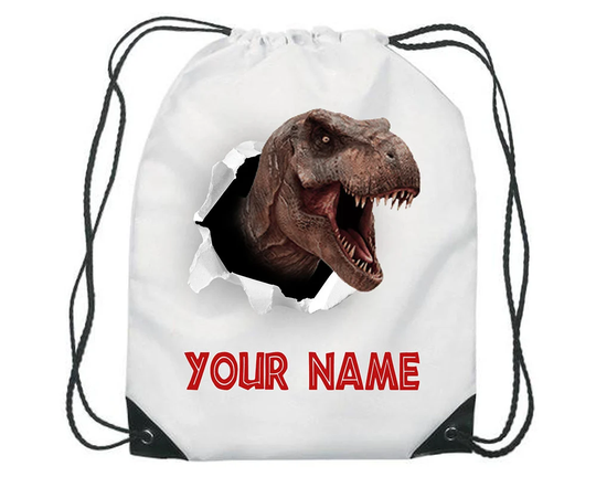 Personalised Dinosaur T-Rex Gym Bag Pe Dance Sports School Swim Shoe Water Resistant