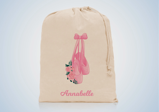 Personalised Ballet Shoes Drawstring Bag, Ideal For Pe, Dancing, Gym, Grooming Kit