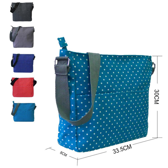 New Womens Polka Dot Print Canvas Cross Body Bag Girls Shoulder Trendy
