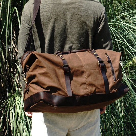 Waxed Canvas & Leather Holdall Bag/Waterproof Duffle