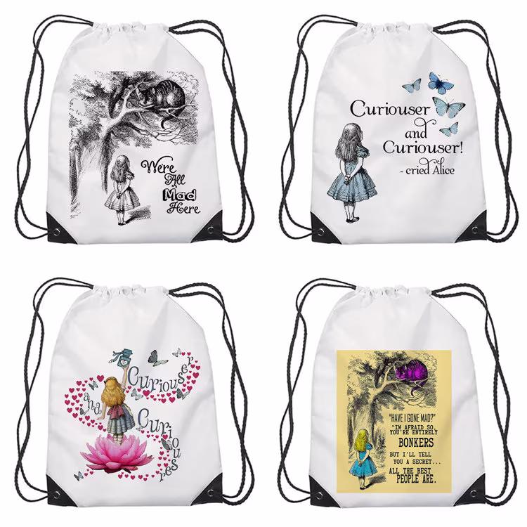 Alice in Wonderland Themed Gym Drawstring Bag Christmas/Birthday Gift