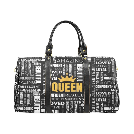 Queen Word Art Travel Bag| Flight Carry On Holdall| Overnight Weekend| Positive Affirmation Crown Unique